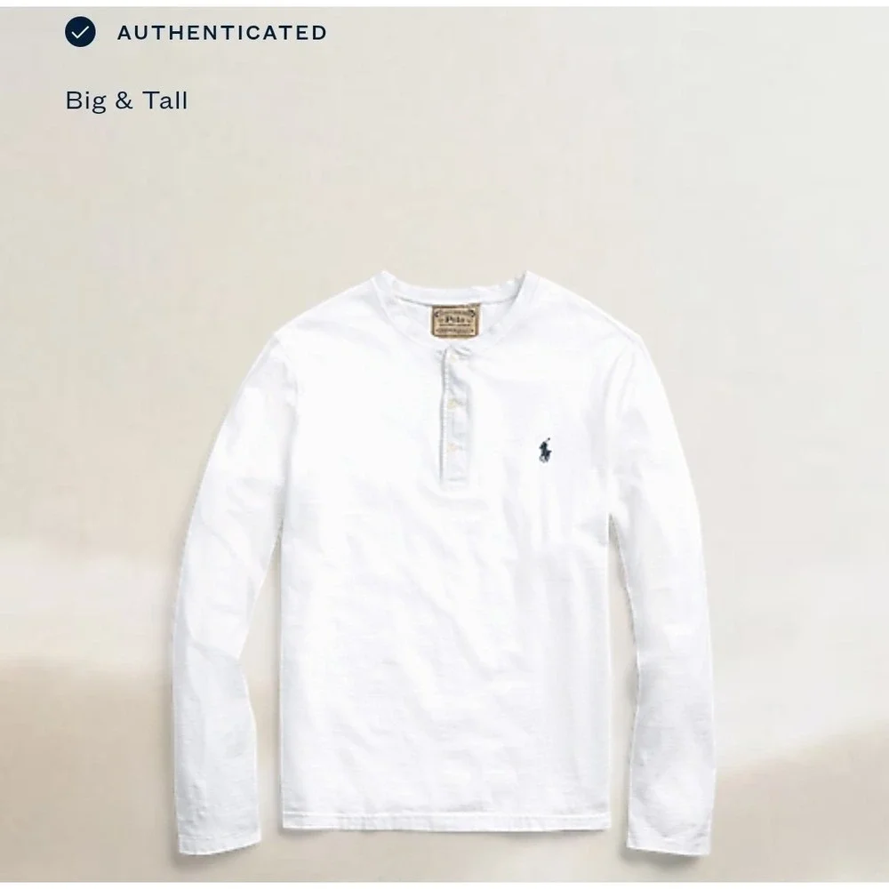 Polo Ralph Lauren Henley White Long Sleeve w/ Blue T-Shirt Men's Size 4XLT NWT